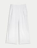 Linen Rich Wide Leg Cropped Trousers