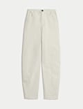 Elasticated Waist Barrel Leg Casual Trousers
