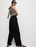 Elasticated Waist Barrel Leg Casual Trousers