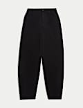 Elasticated Waist Barrel Leg Casual Trousers