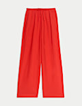 Linen Blend Wide Leg Trousers