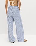 Linen Blend Wide Leg Trousers