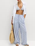 Linen Blend Wide Leg Trousers