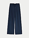 Linen Blend Wide Leg Trousers