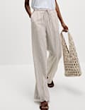Linen Blend Wide Leg Trousers