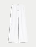 Linen Blend Wide Leg Trousers