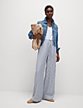 Linen Blend Wide Leg Trousers