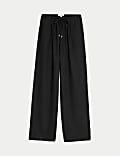 Linen Blend Wide Leg Trousers