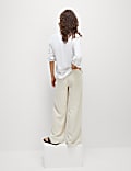 Linen Blend Wide Leg Trousers