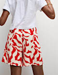 Linen Rich High Waisted Shorts
