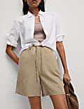 Shorts mit hohem Leinenanteil und hohem Bund