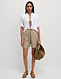 Shorts mit hohem Leinenanteil und hohem Bund