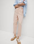 Drawstring Pull On Garment Dye Cropped Tapered Trousers