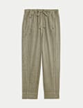 Drawstring Pull On Garment Dye Cropped Tapered Trousers
