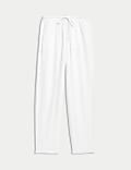 Linen-Rich Drawstring Tapered Trousers