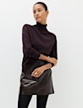 Faux Leather Croc Mini Skirt