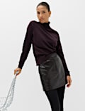 Faux Leather Croc Mini Skirt