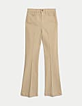High Waisted Crease Front Slim Flare Jeans