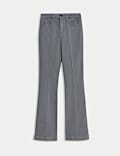 High Waisted Crease Front Slim Flare Jeans