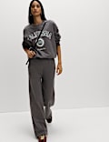 Cotton Rich Drawstring Wide Leg Joggers
