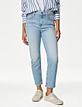 High Waisted Slim Fit Cropped Jeans