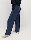 Modal Blend Striped Wide Leg Joggers