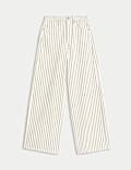 Pantalon coupe large 100 % coton à rayures