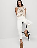 High Waisted Carrot Leg Ankle Grazer Jeans