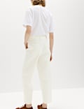 Jean taille haute coupe carotte longueur cheville