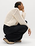 Drawstring Wide Leg Trousers with Linen
