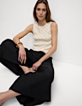 Pure Cotton Palazzo Cropped Trousers