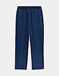 Denim Jersey Straight Leg Trousers