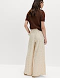 Seersucker Pull On Wide Leg Trousers