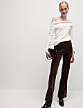 Cord Patch Pocket Tea Dyed Flared Trousers