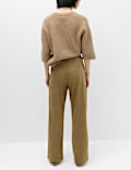 Faux Suede Straight Leg Trousers