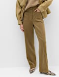 Faux Suede Straight Leg Trousers