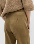 Faux Suede Straight Leg Trousers