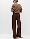 Faux Suede Straight Leg Trousers