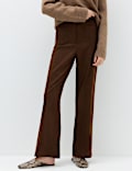 Faux Suede Straight Leg Trousers