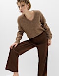 Faux Suede Straight Leg Trousers