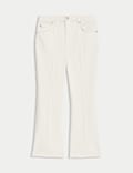 Schmal geschnittene 3/4-Jeans mit hohem Bund und ausgestelltem Bein
