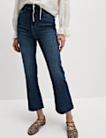 High Waisted Slim Flare Cropped Jeans
