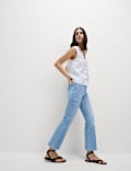 High Waisted Slim Flare Cropped Jeans