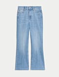 High Waisted Slim Flare Cropped Jeans
