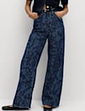 High Waisted Floral Wide Leg Jeans