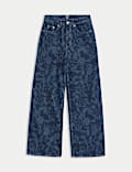 High Waisted Floral Wide Leg Jeans