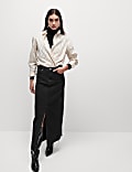 Denim Split Front Maxi Skirt