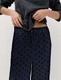 Polka Dot Satin Wide Leg Trouser