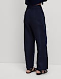 Linen Rich Wide Leg Cropped Trousers