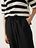 Linen Rich Wide Cropped Leg Trousers